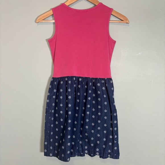 Hanna Anderson Pink and Chambray Tank Dress Girls Size 140 (10) - Picture 5 of 8